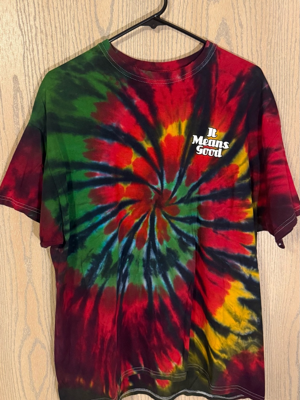 Bueno Spiral Tie-Dye Short Sleeve Tee in Red, Green & Yellow